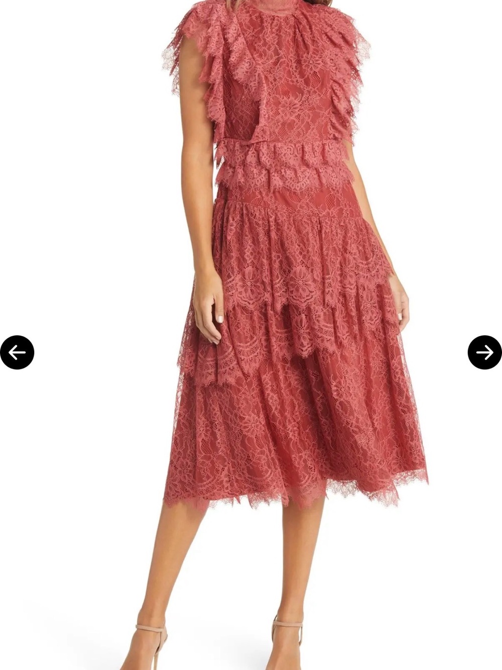 Rachel Parcell romantic dress Ruffle Lace Midi Dress Size 2